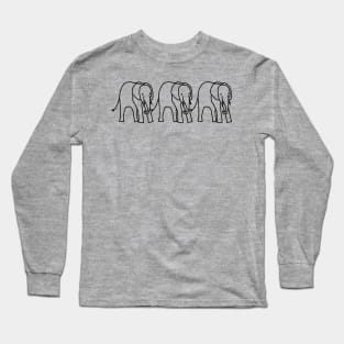 Three Baby Elephants Outline Long Sleeve T-Shirt